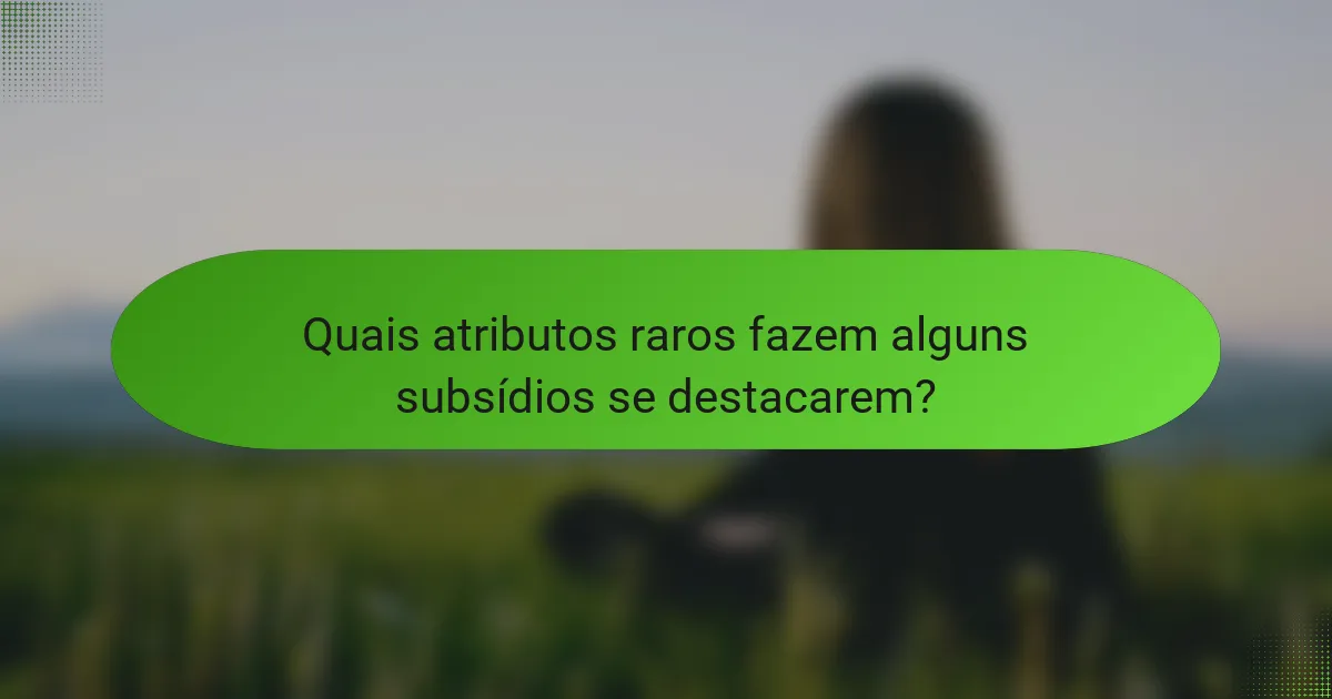 Quais atributos raros fazem alguns subsídios se destacarem?
