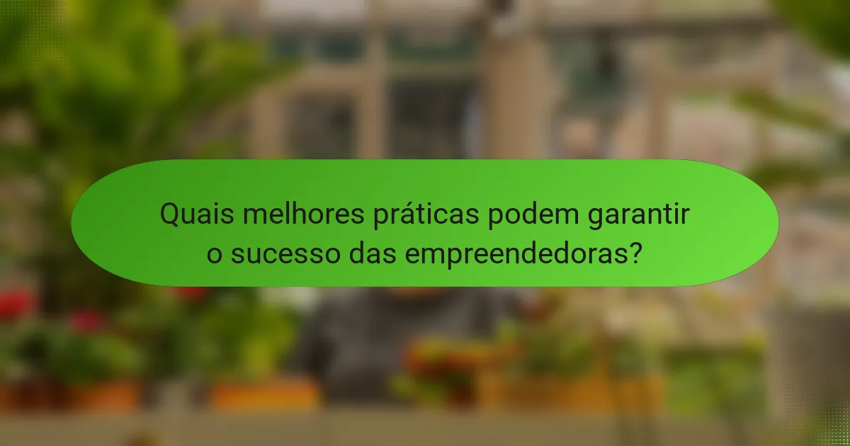 Quais melhores práticas podem garantir o sucesso das empreendedoras?