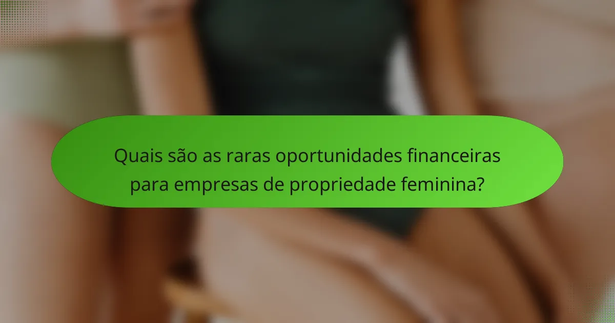 Quais são as raras oportunidades financeiras para empresas de propriedade feminina?